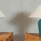 Set Van 2 Vintage Klassieke Tafellampen, Blauw / Turkoois thumbnail 2