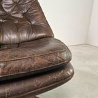 Vintage Deense Draaifauteuil, Kantelbaar, Leer thumbnail 3