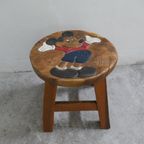 Vintage Mickey Mouse Houten Krukje, Diameter 25 Cm thumbnail 8