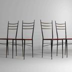 Elegante Vintage Set Van 4 Mid-Century Italiaanse Eetkamerstoelen thumbnail 2