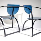 Memphis Design Kff Cosinus Stoelen Blauw Zwart Jaren 80 thumbnail 8