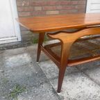 Vintage Teakhouten Salontafel Met Vlechtwerk thumbnail 11
