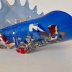 Vintage Glazen Schaal Glas Kunst Mondgeblazen Schelp Schaal thumbnail 3