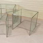 Vintage Glas En Chrome Mimiset Nesting Tables Bijzettafels thumbnail 16