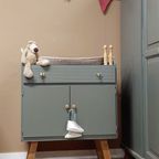 Vintage Commode Met Bladvergroter Groen thumbnail 4