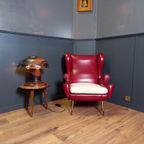 Rode Italiaanse Vintage Designfauteuil thumbnail 10