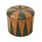 Ronde Vintage Poef Groen Bruin Tweekleurig Skai Sixties thumbnail 4