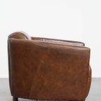 Comfortabele En Unieke Bruine Aviator Design Fauteuil Gemaakt Van Rundleer thumbnail 4