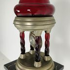 Unieke Vintage Tinnen Lamp Met Uurwerk thumbnail 6