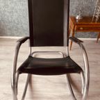 Vintage Italian Steel And Leather Rocking Chair Attributed To Fasem, 1970S thumbnail 13