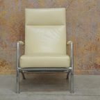 Zganieuw Witte Leren Leolux Helical Design Fauteuil + Poef thumbnail 4