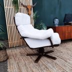 Vintage Design Fauteuil Wit Leer Houten Poot Draaifauteuil thumbnail 16