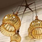 Vintage Grote Cascade Hanglamp Met 5 Glas En Hout Lampen thumbnail 13