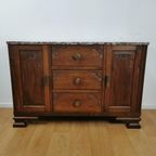 Vintage Antiek Dressoir, Tv Meubel Ladekast Met Marmer Blad thumbnail 4