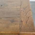 Prachtige Antieke Franse Boeren Eettafel Van Eikenhout Met 2 Lades En Originele Details thumbnail 4