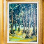 Vintage Olieverf Schilderijtje Bomen thumbnail 2