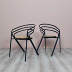 2X Vintage Postmodern Buisframe Stoel Met Webbing Zitting. thumbnail 4