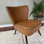 Vintage Cocktail Fauteuil In Bruin Kunstleder thumbnail 3