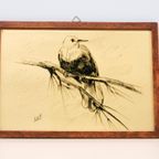 Houten Lijst Vogel Op Glas thumbnail 3