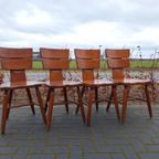 Set Van 4 Brocante Vintage Café Stoelen In Thonet Style thumbnail 23