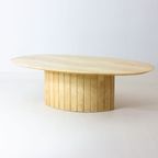 Oval Italian Coffee Table In Travertine Stone thumbnail 2