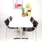 Setprijs Vintage Eettafel Met 4 Stoelen Zwart Wit Chroom thumbnail 2