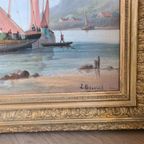Een Stel 19e Eeuwse Zeegezichten - L. Edouard thumbnail 5