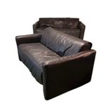 Setprijs Leolux 'pago Pago' Bank Stel Zwart Leer Vintage 2st thumbnail 9