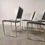 Vintage Blauw Leren Stoelen, Chrome Frames thumbnail 7