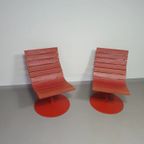 Marcus Arvonen Voor Ikea (ps 2009) - 2 Rode Draaifauteuils Brygga thumbnail 9