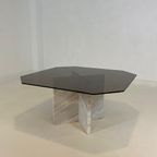 Vintage Marble And Smoked Glass Coffee Table thumbnail 4