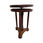 Antique - Wooden Piano Stool / Chair - Mounted On A Swiveling Base - Oak And Brass Detailing With thumbnail 3