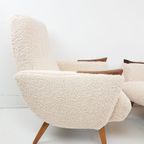 2 Vintage Fauteuils Nieuw Gestoffeerd Teddy Teak Hout thumbnail 4