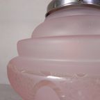 Art Deco Hanglamp Met Roze Glazen Kap, Jaren 30 thumbnail 15