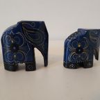 Set Vintage Olifantjes Olifant Beeld Houten Beeldje thumbnail 2