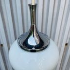 Vintage Druppel Lamp. Jaren 60 Hanglamp Chroom Melkglas. Leuchten. thumbnail 2