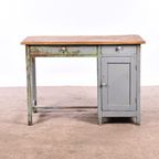 Vintage Bureau Hout | Oud Bureau | Houten Bureau Grijs thumbnail 3