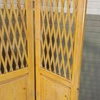 Vintage Houten / Grenenhout Kamerscherm, 4 Panel thumbnail 9