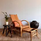 Rotan Bamboe Loungechair Fauteuil Vintage thumbnail 7