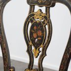 Set Van 4 Unieke En Sierlijke Antieke Franse Napoleon 3 Stoeltjes Ingelegd Met Parelmoer thumbnail 15