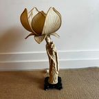 Quanyin Chinese Lamp Met Lotus Kap Vintage thumbnail 3