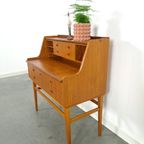 Zweeds Teak Secretaire Met Lades En Uitschuifbaar Blad, Bureau thumbnail 6