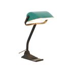 Art Deco Bureaulamp Notarislamp Erpe Model 52 Smeedijzer Groene Emaille Kap thumbnail 5