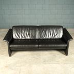 Vintage Zwart Lederen Bank – Jaren 70 thumbnail 10