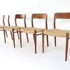 Set 4 Niels Otto Moller Stoelen Model 75 Möller Vintage Papercord thumbnail 13