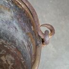 Grote Antieke Koperen Ketel/ Haardbak Met Hengsel thumbnail 8