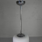 Vintage Hanglamp Met Cilindervormige Wit Glazen Kap, Jaren 50 thumbnail 15