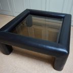 Salontafel Zwart Leer En Rookglas De Sede Switserland 1980S thumbnail 13