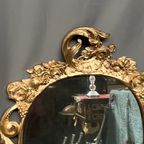 Antieke Houten Spiegel In Rococostijl. thumbnail 4