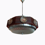 Retro Oranje Plafondlamp / Space Age Ufo Lamp (<<<brand>>>) 60s Hanglamp Dutch Design Bruin thumbnail 4